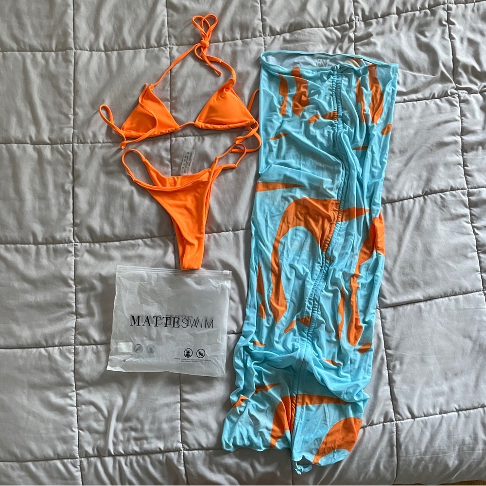 *SOLD* Brand New Matte Collection Women’s Bikini w/ skirt cover up. Size: SMALL